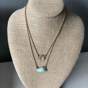 Turquoise and blush layered necklace